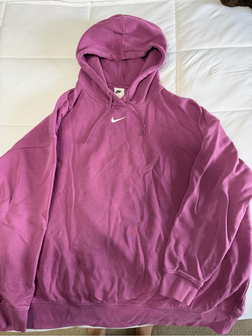 Nike Women’s Crewneck Hoodie in Bright Magenta with White Swoosh